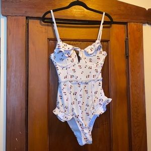 NWOT White Cherry Bathing Suit